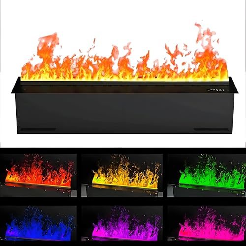 GIZMIT Humidificador para Chimenea, humidificador Empotrado con Agua nebulizada, Chimenea eléctrica, simulación de Llama táctil, Ajuste Llama voicecontrol-100cm