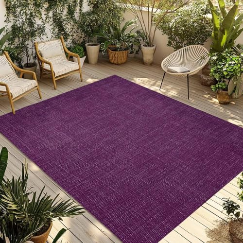 Stor 1,2 x 1,8 m mörklila utomhusmatta – tvättbar uteplats löpare matta för husbil, camping, rustik inomhus/utomhusmatta för däck, veranda, trädgård, picknick, strand och balkong