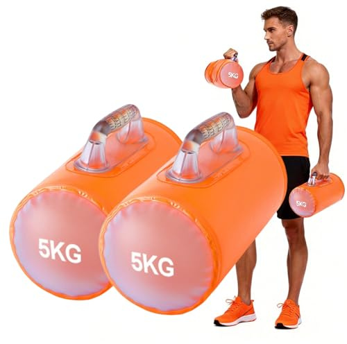 BRGD 2 Stück Wasser Hanteln Set, Tragbarer Muskeltrainer Einstellbar Wassergewicht bis 2~10 kg/Paar Gewichtstaschen Tragbarer für Krafttraining, Fitness und Formgebung