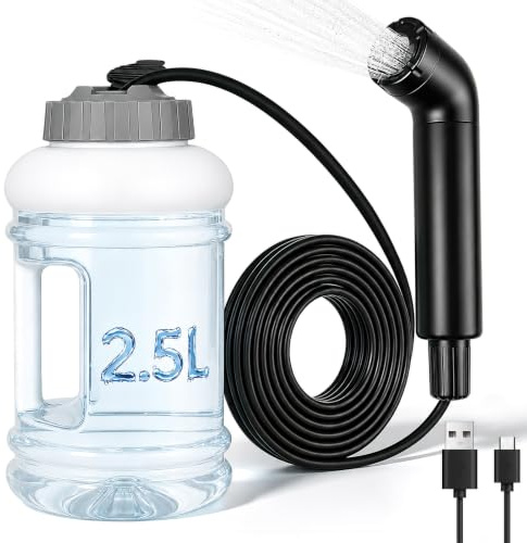 2.5L Electric Portable Bidet,Rechargeable Handheld Sprayer with 3 Speeds,Toilet Spray with 800mAh Battery for Personal Hygiene & Postpartum Care,IPX6 Waterproof,Travel Shattaf for Outdoor Camping