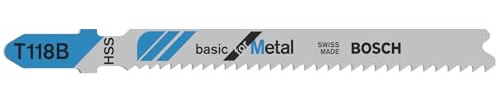 Bosch 3x Hojas de sierra de calar T 118 B Basic for Metal | para Láminas de acero, Láminas de acero, Longitud 92 mm, Professional Accesorios Sierra de calar