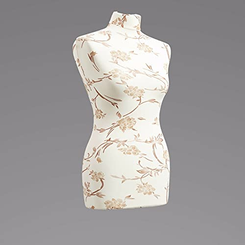 LUCCESI Schneiderpuppe | Zubehör | Zum Probierpreis! | Größen S - XL (Female ♀) | Ersatz - Torso Size: XL (44-46) | Bezug Creme-Weiss/florales Muster (braun) | Damen - Schaufensterpuppe