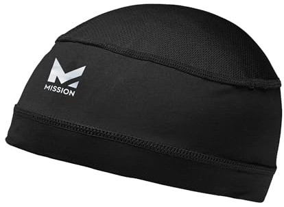 MISSION Cooling Helmet Liner- Cools Instantly When Wet, UPF 50, Wear Under Helmets, Hardhats & More- Black
