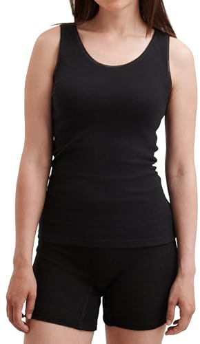 Dilling Damen Merino Wolle Tanktop Schwarz 38 – Unterhemd Aus 100% Bio Merinowolle – Atmungsaktives Trägershirt Ohne Superwash – Nachhaltige Damen Unterwäsche - Schwarz 38