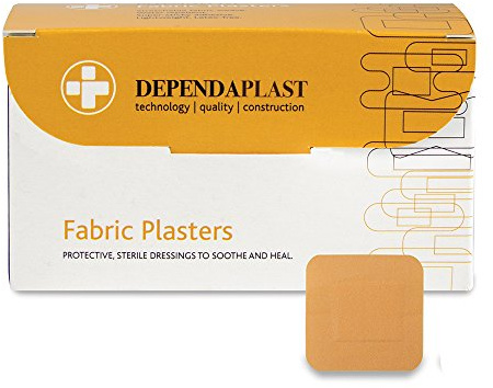 Dependaplast Advanced fabric plasters 4cm x 4cm - Hi Tech Lightweight, Water-Repellent, Flexible, Super-Sticky Adhesive - Box of 100