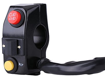 Motorbike Indicator Switch, Universal 7/8 Motorcycle Handlebar Control Switch Motorbike Indicator and Horn Switch Turn High Low Beam Control Black