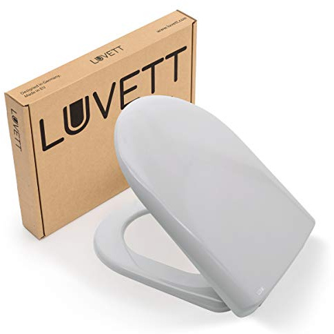 LUVETT® D100 WC-Sitz mit Absenkautomatik, D-Form, 3 Montage-Möglichkeiten, Absenkautomatik, abnehmbar, Duroplast antibakteriell, Farbe:Manhattan Grau