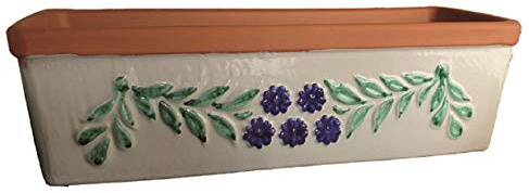 Generico Fioriera Rettangolare in Ceramica Vietri Dipinta a Mano, Lunghezza 51 cm, Larghezza 18 cm, Altezza 15 cm, Cassetta da Davanzale, Vaso in Terracotta per Giardinaggio