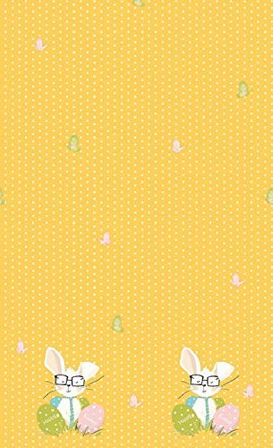 DUNI Tischläufer Ostern „Sir Bunny“ gelb 138x220cm – Oster-Tischdecke mit Hasen & Ostereiern, Vlies Tischdeko Frühling, Osterdeko Tischwäsche, Einweg Tischläufer Ostertisch