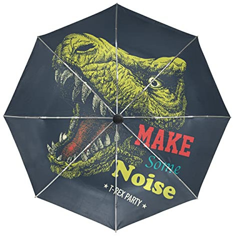 Kunst Dinosaurier Grünes Tier Lustig Regenschirm Taschenschirm Automatische Reise Winddichte Sonnenschutz Trekkingschirm Wanderregenschirm für Frauen Männer