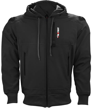 PROFIRST Motorbike Protective Hoodie Motorcycle Fully Armoured Jacket Soft Shell construction with CE Removable Protectors and Inner Lining