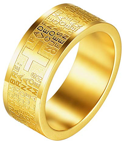 JewelryWe Schmuck 2pcs Fidget Angst Ringe Herren Edelstahl Bibel Gebet Kreuz Anti-Angst Spinner Ring Drehringe Roller Bandringe Stressabbauende Band Gravur Schwarz Silber Größe 54 bis 71