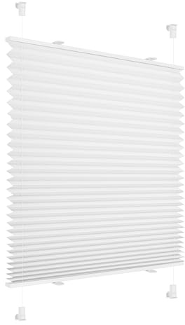 Allesin Plissee ohne Bohren Klemmfix, Weiß 100x80 cm(BxH), Plisseerollo Sicht-und Sonnenschutz, Easyfix Faltrollo mit Klemmträger, Jalousie für Fenster & Tür