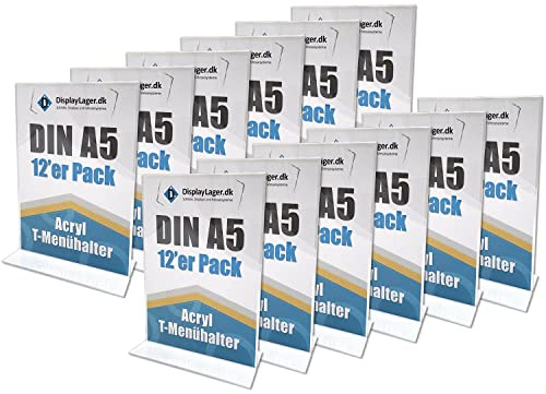 DisplayLager - 12'er Sparpack, Gerader Tischaufsteller/Thekenaufsteller aus Transparentes Acryl (A5)