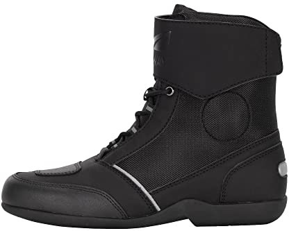 FAST WAY Touring 201 Motorradstiefel Herren, CE Zertifiziert, Schalthebelverstärkung, Knöchelschutz, Robuste Motorradschuhe, Schnürsenkel mit Klett-Abdeckung, Größe 42