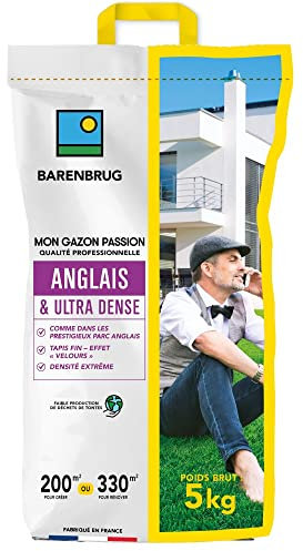 BARENBRUG - Erba Inglese e Ultra denso - Aspetto Prestigioso Parchi Inglese - Tappeto denso effetto velluto - Densità estrema - Bassa produzione di rifiuti di falciatura - Made in France - 5KG