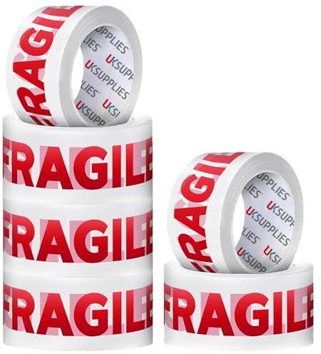 UK SUPPLIES Ruban adhésif d'emballage fragile avec faible bruit et joint adhésif sécurisé pour l'emballage solide des colis, boîtes, déménagement,Ruban adhésif d'emballage,Ruban adhésif fragile (6)