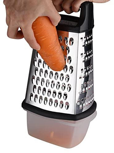 CIBERS Box Grater - 4-Sided Food Grater for Cheese, Vegetables & Ginger