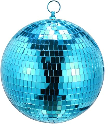 MECCANIXITY Mirror Ball, 8 Inch Glass Disco Balls Decoration Disco Reflective Balls with Hanging Ring Blue for DJ Club Stage Wedding Holiday Bar Party Decorations