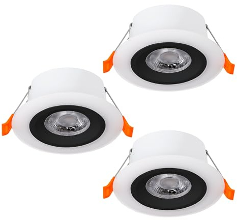 EGLO 3er Set LED Einbaustrahler Calonge, Spot Deckenleuchte | Rund - Deckenbeleuchtung - Deckenstrahler Kunststoff schwarz-weiß Ø 7 cm