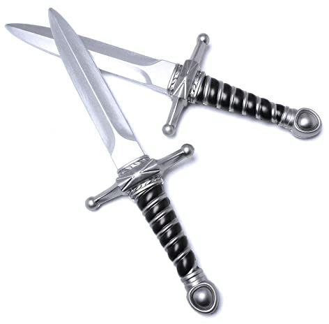 Hoappa PU Foam Short Sword Weapon Toy for Outdoor Play, 15'' Long Fake Dagger Weapon Toy for Costume Accessory, 2 Pack