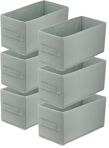 Lavita | Contenitore pieghievole | Contenitore | Scatole per conservazione 15 x 31 x 15 cm | Scatola con cassetto | Organizer | Conservazione e organizzazione dei vestiti | grigio chiaro | 6 pezzo