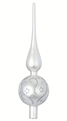Christbaumspitze Ornament Glas 32cm Ornament Baumspitze Baumschmuck Weihnachtsbaumspitze Baumspitze Geschenk Germany Spitze Farbe: weiß matt