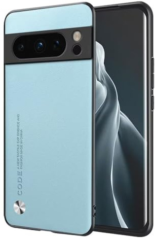 EASSGU Hülle für Google Pixel 8 Pro (6.7 Inches) Handyhülle im Business Stil mit PU Lederrückseite - Hellblau