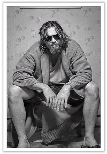 AWTJIS The Big Lebowski Lustiges Filmposter - Wandposter Vintage Funky Schwarz-Weiß für Badezimmer und Wohnung - 30x40 cm - ohne Rahmen