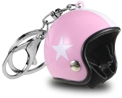 Motorrad Helm Schlüsselanhänger Retro Stern Schlüsselanhänger mit Funktionsfähigem Verschluss Auto Führerschein Bestanden Geschenk Motorrad Geschenke Jahrestag für Männer Frauen Beste Freundin