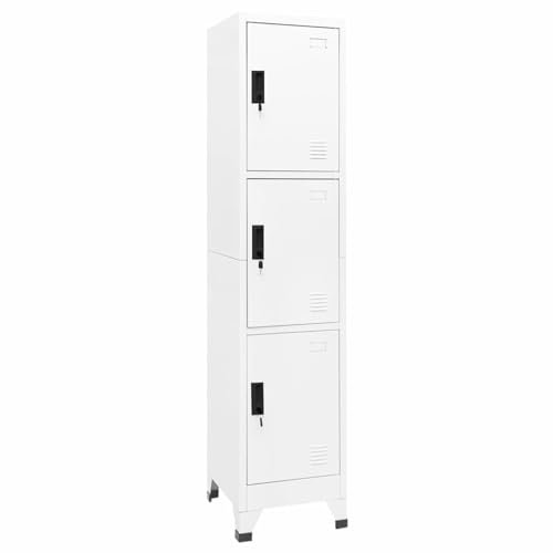 ShGaxin Schließfach aus weißem Stahl, 38 x 45 x 180 cm, Umkleiderschrank, Metallfächer, Spindschrank, Besen, Spindschrank, Spind 339780