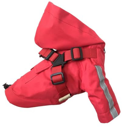 Hunde Regenmantel Einstellbare Wasser-Beweis-Haustier-Kleidung Leichte Regen Jacke mit Reflexions Streifen Einfacher Schritt in Verschluss für kleine mittelgroße Hunde-Red||S