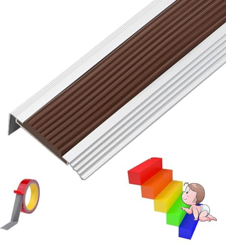 Treppen Profil Kantenschutz Antirutsch-Profil Winkelprofil, Treppenwinkel Stufen Kantenprofil In L-Form Treppenkantenschutz Treppenkante，for Innenschritt Im Freien Fliesen(Color:Brown,Size:W 5cm)