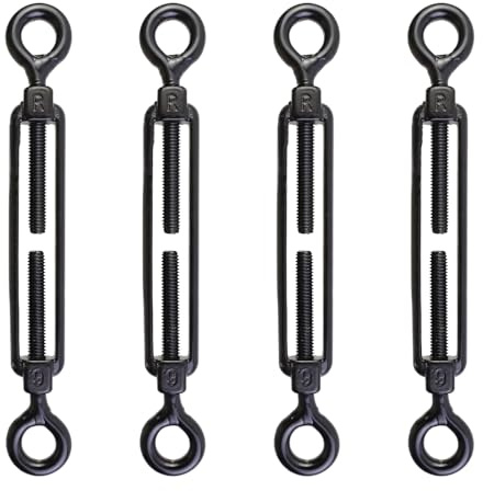 Woogim 4PCS Black Stainless Steel Turnbuckles Hook and Eye Turnbuckle Turnbuckle Wire Rope Tension M6