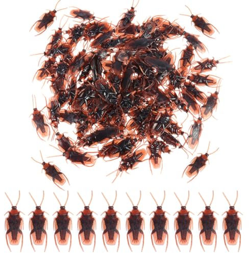 XPEX 50 Piezas Cucarachas Falsas, Cucarachas Falsas Cucarachas de Plástico, Cucarachas Falsas, Insectos Falsos, Accesorios de Juguete Realistas para el Día de los Inocentes y Bromas de Halloween