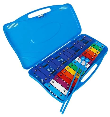 Xylophon-Instrument 25-Noten-Xylophon-Aluminiumplattenklavier Mit Handschlag-ABS-Tragekoffer, Percussion-Rhythmus(Blue)