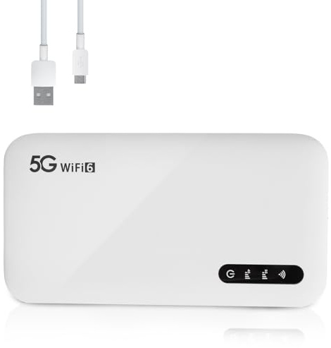 Routeur Portable WiFi 5G, Hotspot WiFi Mobile de Voyage, 2.77Gbps (DL)/1.25Gbps (UL), Batterie 6100mAh, Routeur 5G WiFi 6 2.4/5.8GHz avec Carte SIM, Supporte 16 Appareils