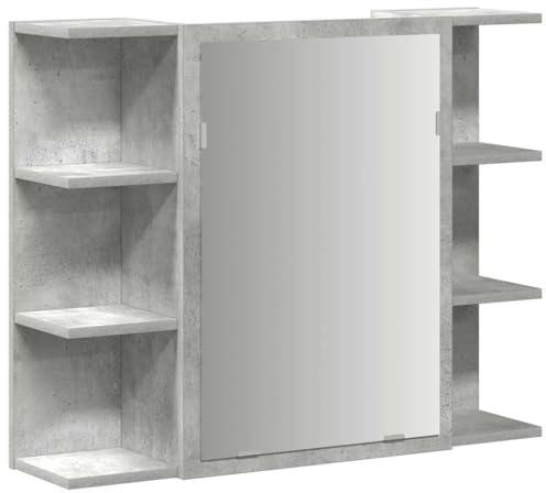 vidaXL Bad-Spiegelschrank Betongrau 80x20,5x64 cm Holzwerkstoff