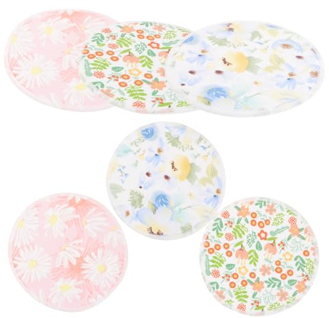 Abaodam 6stücke Waschbare Stillpads Aus Bambusfaser Atmungsaktive Und Wiederverwendbare Stilleinlagen Für Stillen Sanft Und Bequem Für Täglichen Gebrauch Zufällige Designs