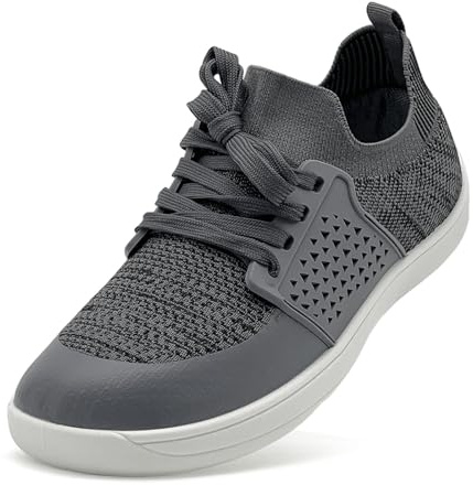 maxvinci barfotaskor kvinnor stickade andningsbara löparskor lätta promenadskor noll droppe sula vardagliga sneakers nät gym sport tennisskor för kvinnor, Grå, 40.5 EU