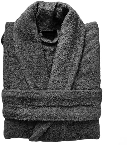 Slumber Nights Cotton Terry Towelling Bathrobe Unisex Dressing Gown Men Women Super Absorbent (Charcoal)