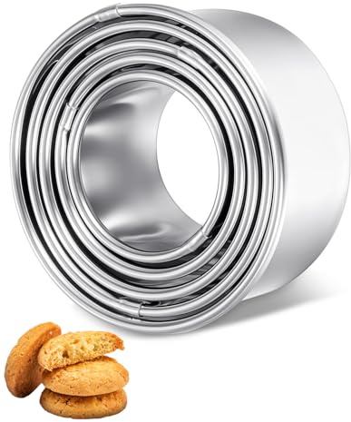 5 Stück Runde Ausstechformen, Edelstahl Keksausstecher, Plätzchen Ausstecher Set, Backringe in Verschiedenen Größen, Donut-Ringformen für Gebäck, Teig und Kekse, Praktisches Küchenzubehör