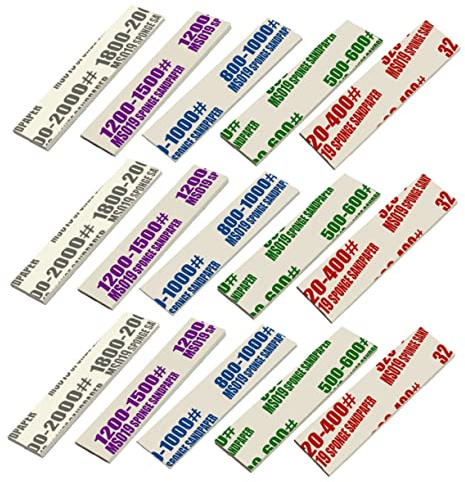 ULTECHNOVO Spugne Abrasive per Modellismo Hobby 50 Pezzi Spugna e Carta Abrasiva per Plastica e Legno Grane da 320 a 2000 per Carteggiatura Fai da Te
