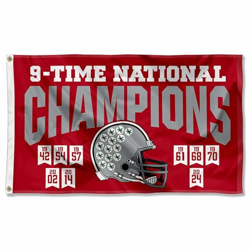 Ohio State Buckeyes 2024 and 9 Time National Champions Banner Flag