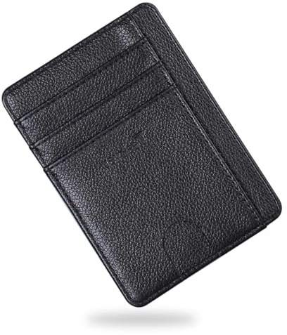 COYUN Porta Carte Credito Uomo, Portafoglio Uomo Piccolo Sottile, Mini Porta Tessere,Protezione RFID, Design Minimalista(Nero)