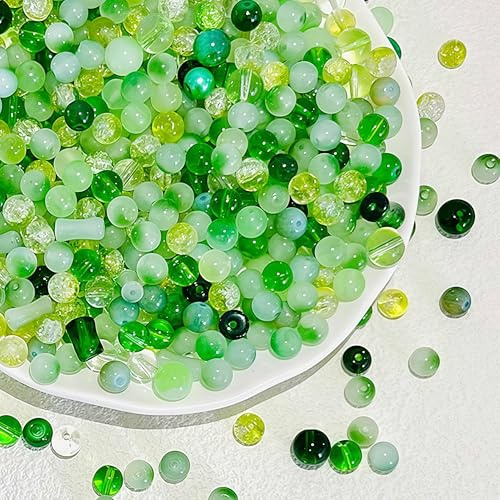 DAHI Glaspärlor, 550 st 8 mm, runda kristallpärlor, kristallglaspärlor för smyckestillverkning, armband, halsband, örhängen (grön)