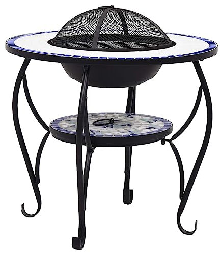Table à feu mosaïque en céramique bleue et 68 cm