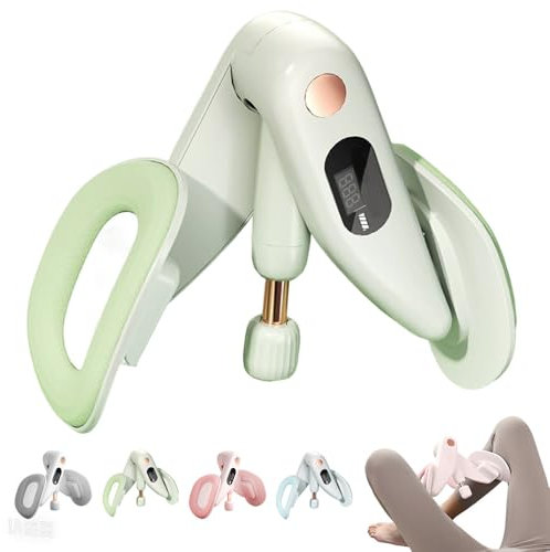Oberschenkeltrainer 35LB, 2025 Neu Beckenbodentrainer LCD-Zählung, Thigh Master Beckenboden Trainer Damen und Herren Einstellbar Winkel Stärke 7-12kg Arm und Beintrainer Trimmer Gesäß Beine (Grün, A)