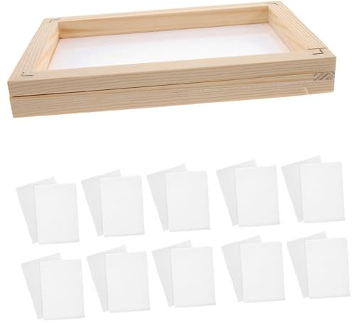 SHINEOFI 21stücke Teiliges Holz DIY Schöpfrahmen Set Doppelter Papierherstellung Rahmen Mit Sieb Und Tuch Wiederverwendbar Umweltfreundlich Kreatives Bastelset Für Junge Mädchen Und Familie