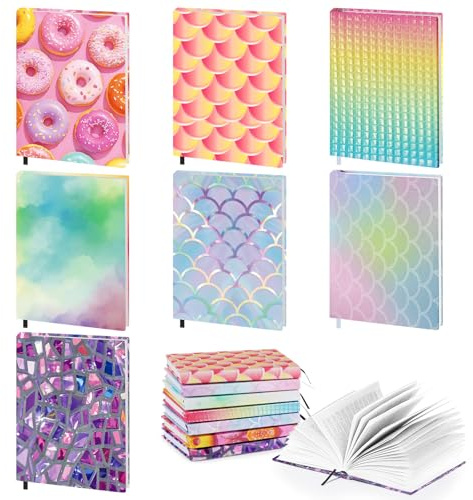 MoKo Fundas para Libros, 7 PZS Protectores de Libro Ajustables con Marcapáginas Cinta y Etiqueta Adhesiva, Cubierta Tela para Libro hasta 25×31,5 cm, Patrón Escamas de Pescado